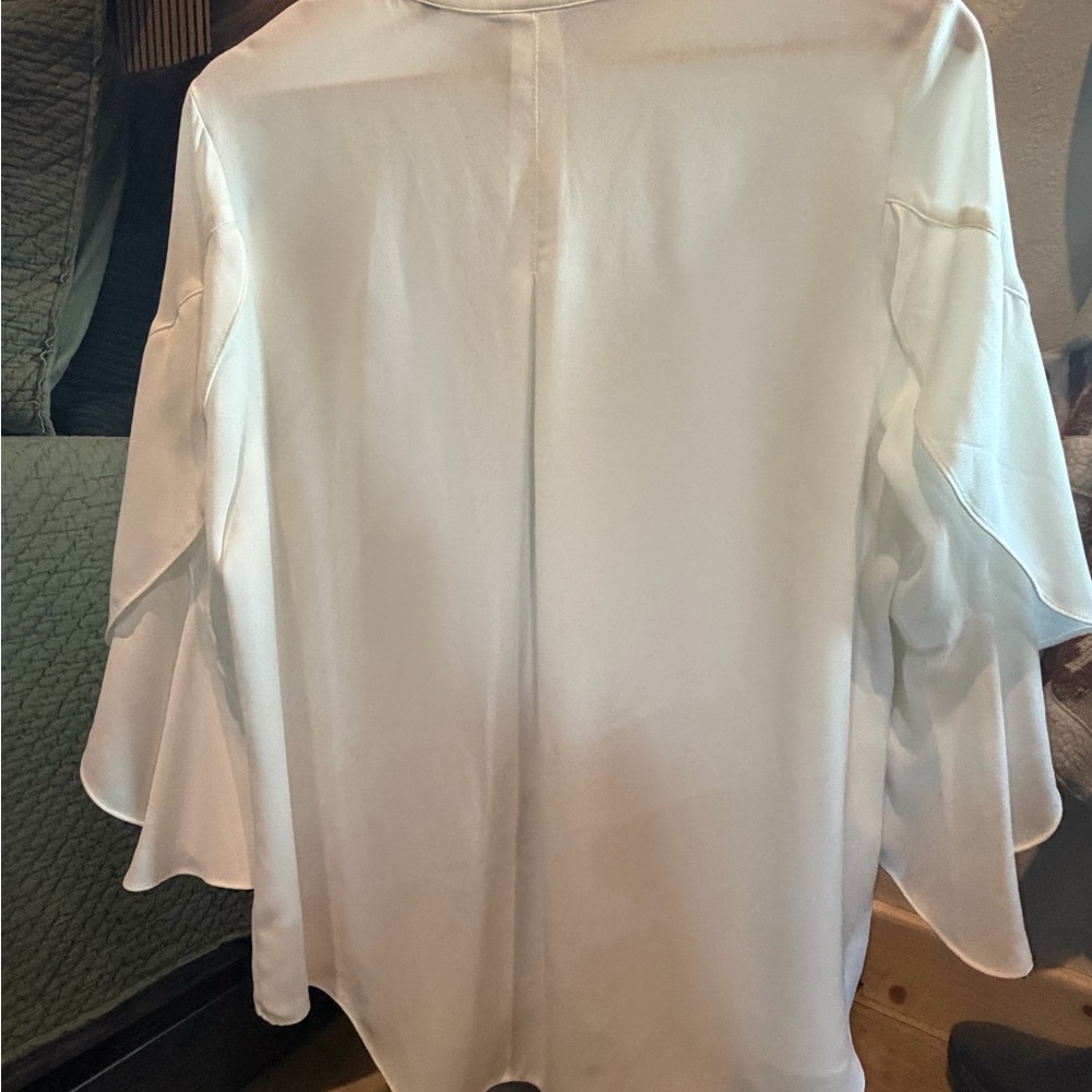 Cabi White Button-Down Blouse With Flared Sleeves - image 4